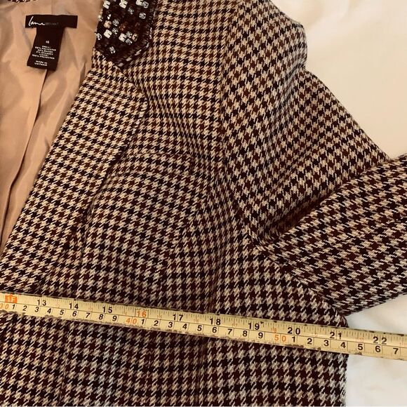 Lane Bryant Houndstooth Blazer Black and Tan with Embellished Collar Sz 16 - Picture 8 of 10